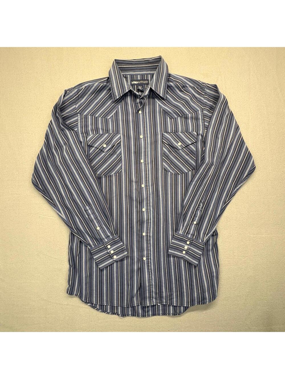 MWG Western Cowboy Pearl Snap Men's Long Sleeve Button-Up Shirt LT